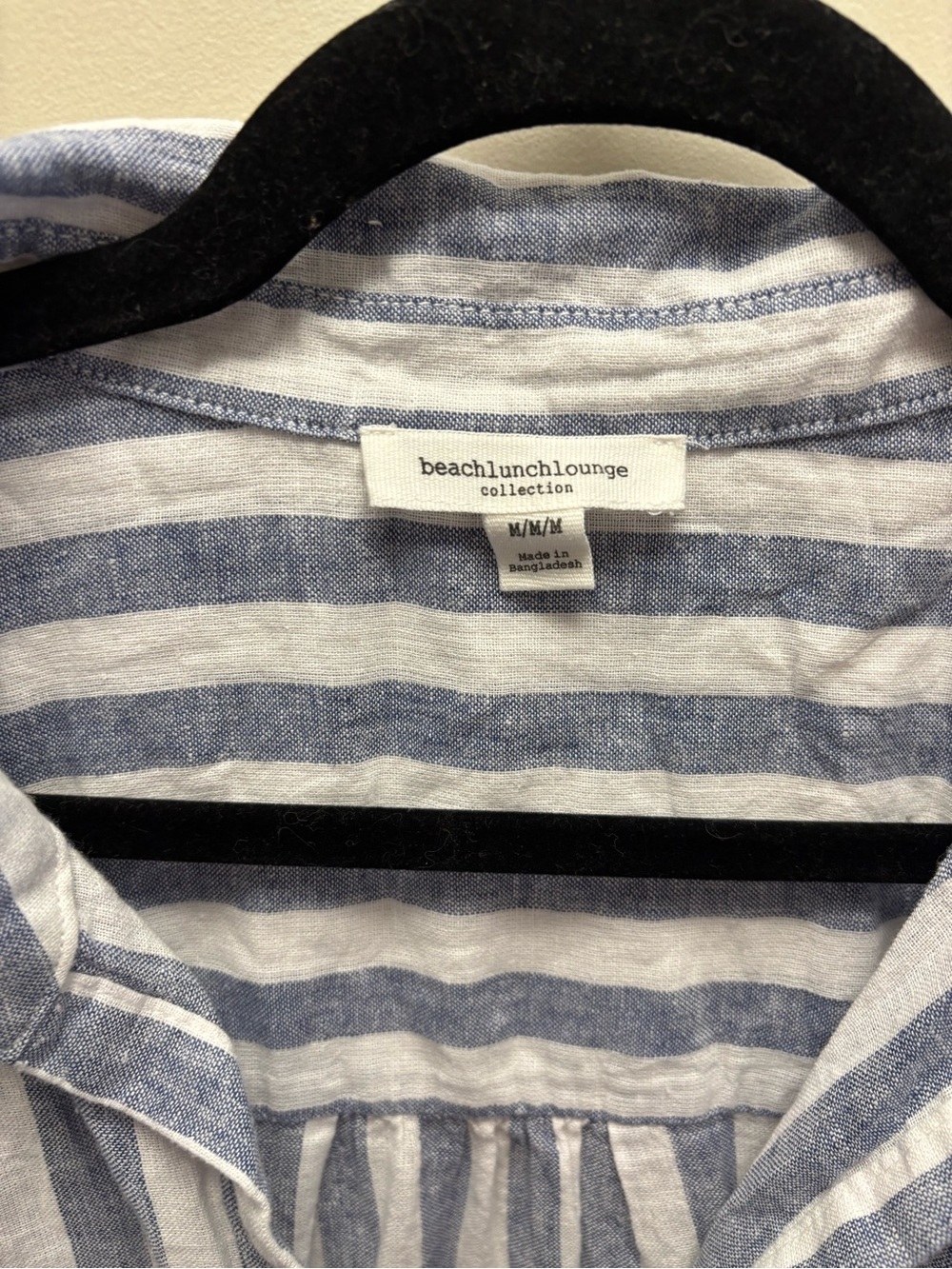 beachlunchlounge cotton/linen blend Blue & White Striped Button-Up - Picture 2 of 4